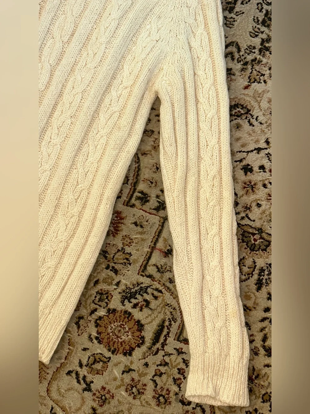 VTG CLONA CableKnit Sweater Men XL Cream Hand Made Pure New Wool Aran IRELAND
